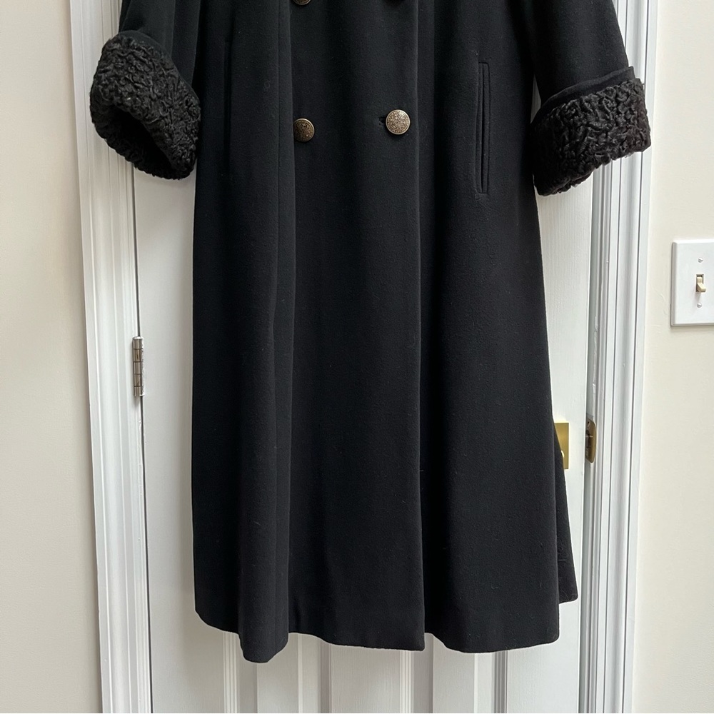 🚫SOLD🚫 [vintage] curly lambswool longline coat 1980s black - Picture 4 of 11